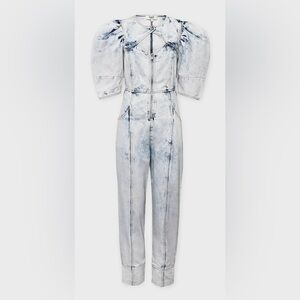 NWT SEA NEW YORK BIRDIE BLEACHED DENIM PUFF SLEEVE CUT OUT JUMPSUIT SZ 4